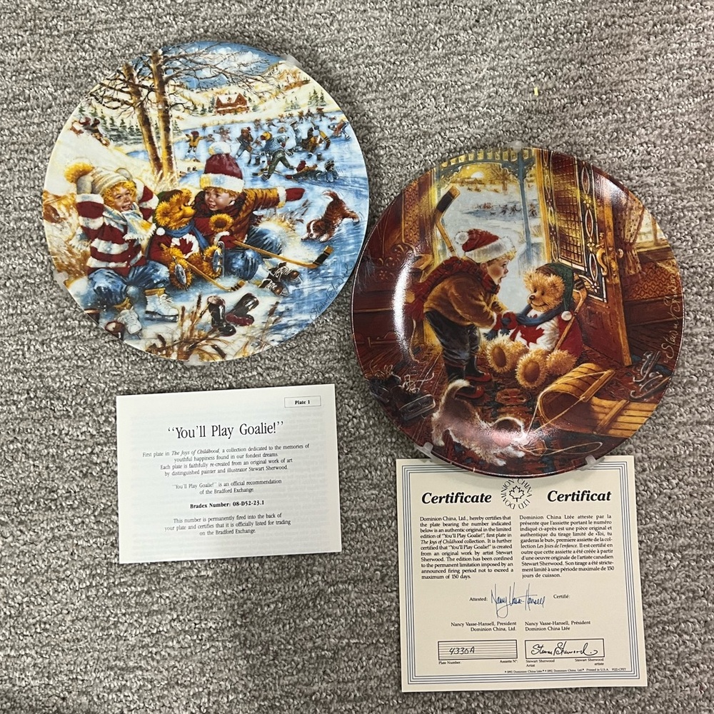Hockey Porcelain Plate SET of 2 - Steward Sherwood